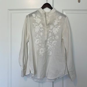 Wallmann | Oversized Embroidered Linen Blouse | Size L